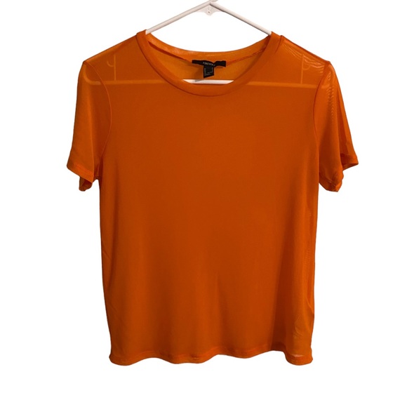 Forever 21 Women’s Sheer Orange Colored Shirt, Size Small - Picture 1 of 7